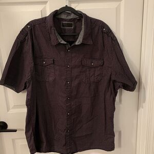 Steve's Jeans Button-Up Shirt Men's Big 3X Short Sleeve Black Red‎ Flap Pockets